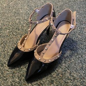 K Studio Pointed Toe T Strap Heels